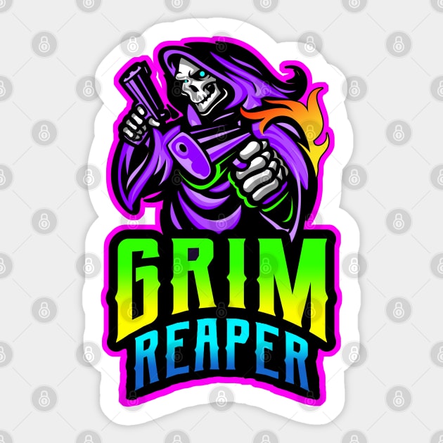 Grim Reaper Double Pistols Sticker by Shawnsonart